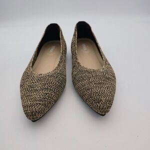 VIVAIA Women's Pointed Toe Knit Flats Comfort Beige & Black Knit Size 37.5